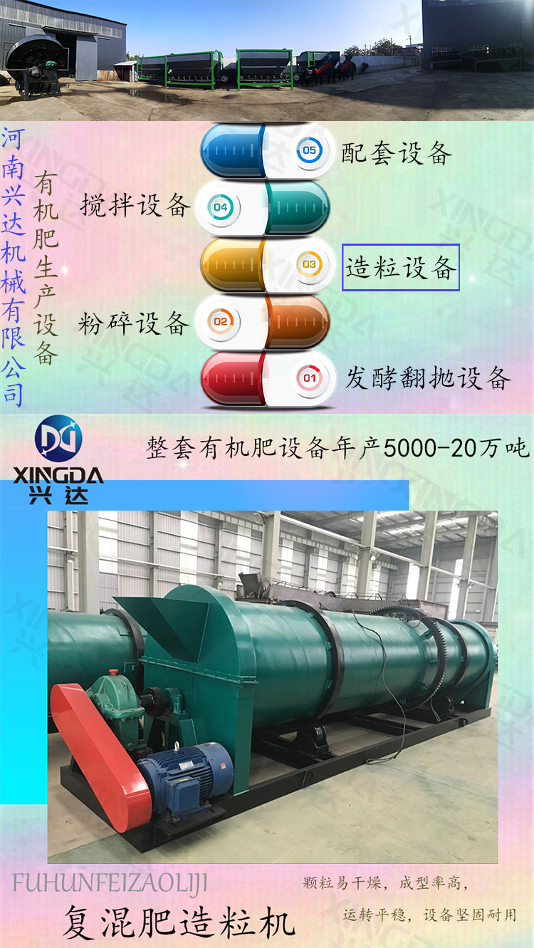 兴达机械生物复混肥造粒机牛粪加工含氮有机肥制粒设备