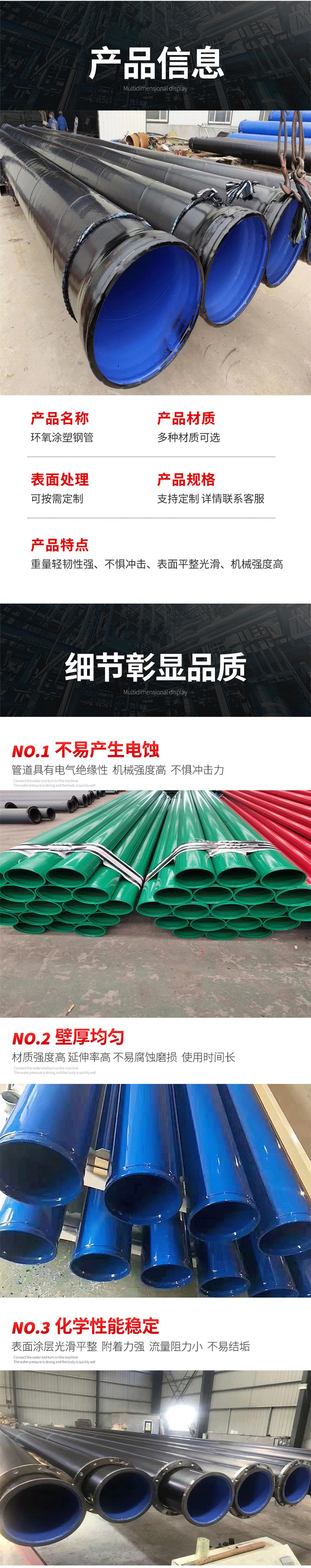 Plastic coated composite steel pipes for mining use, double resistant plastic coated steel pipes, bimetallic corrosion resistant pipes, Ruisheng Manufacturing