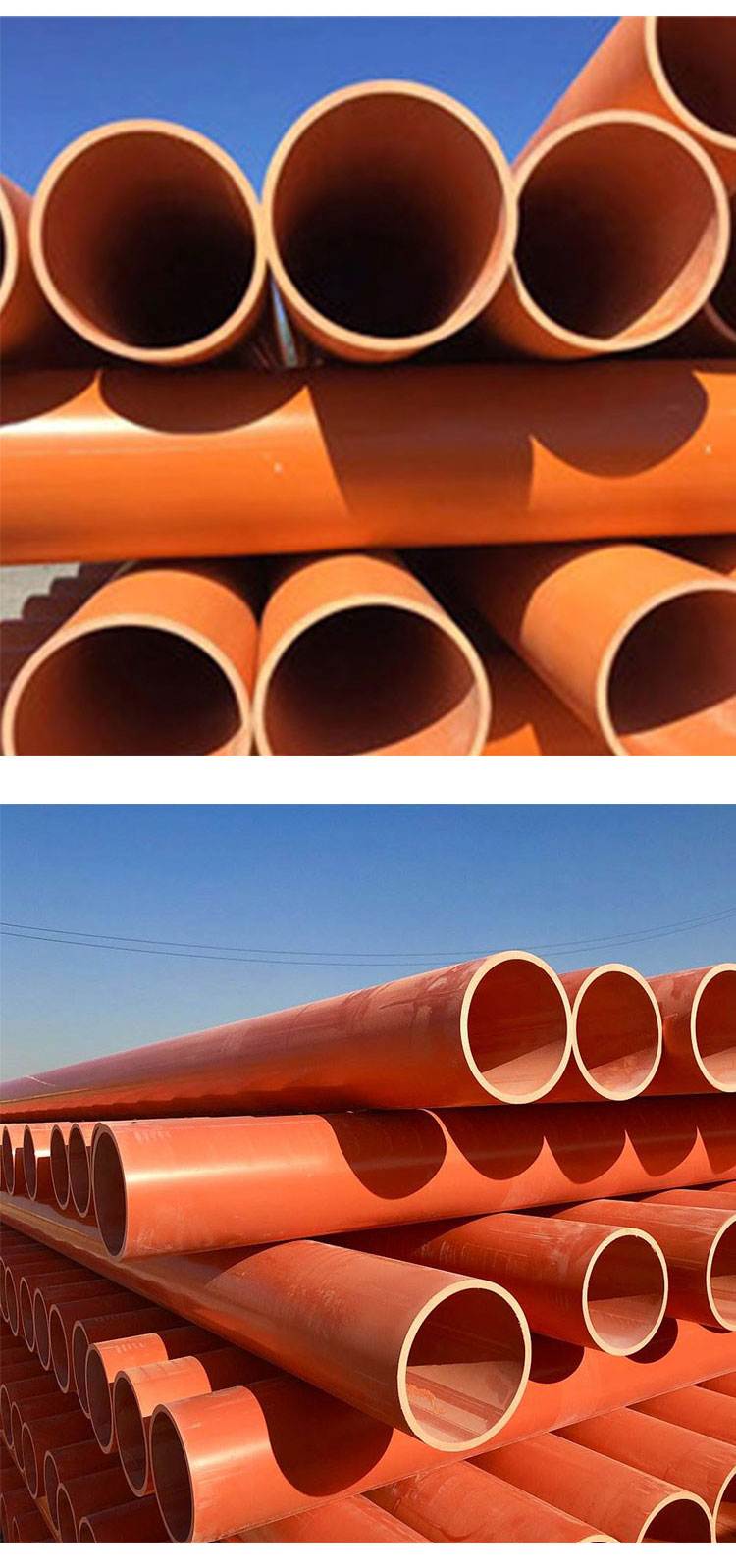 Spot PVC power pipes, CPVC buried cables, protective pipes, orange direct pipe sleepers