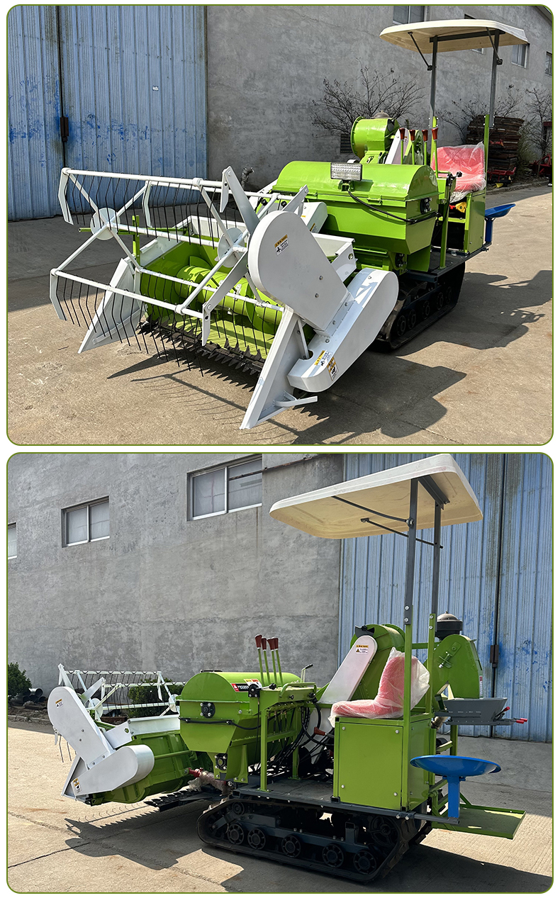 Household small rice combine harvester, tracked soybean harvesting and threshing integrated machine, 25 horsepower chain track soybean harvester