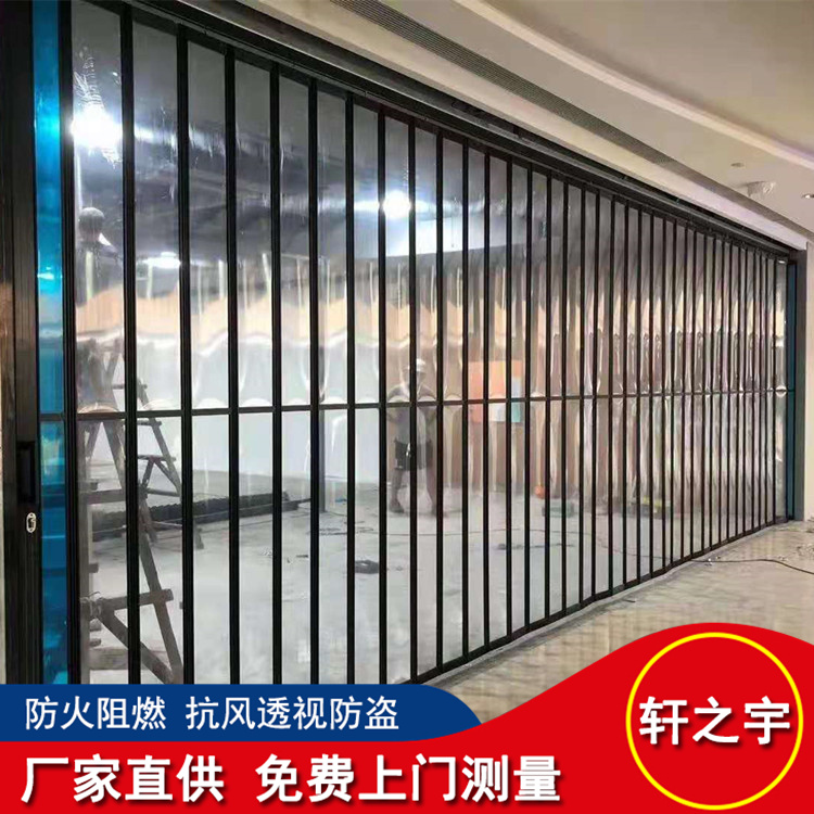 Transparent aluminum alloy folding door installation shop electric door arcade side pull Roller shutter