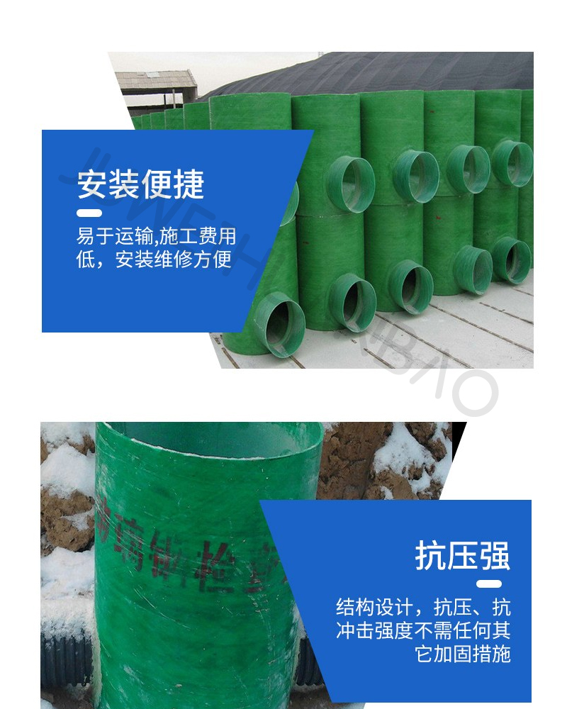 FRP drop well closure well resin square observation sewage pipe well community drainage land DN400-1000