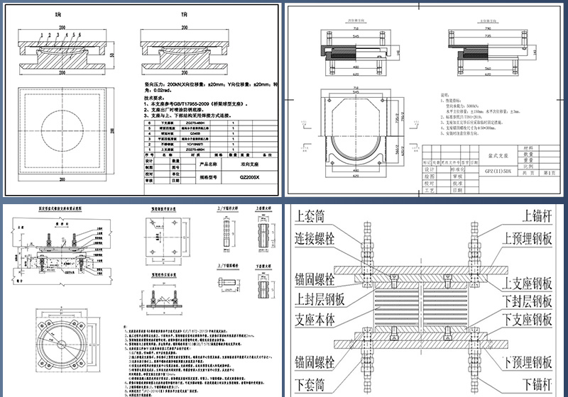 Customized production of JPZ/GPZ spherical high damping sliding corridor with pot type rubber bearings