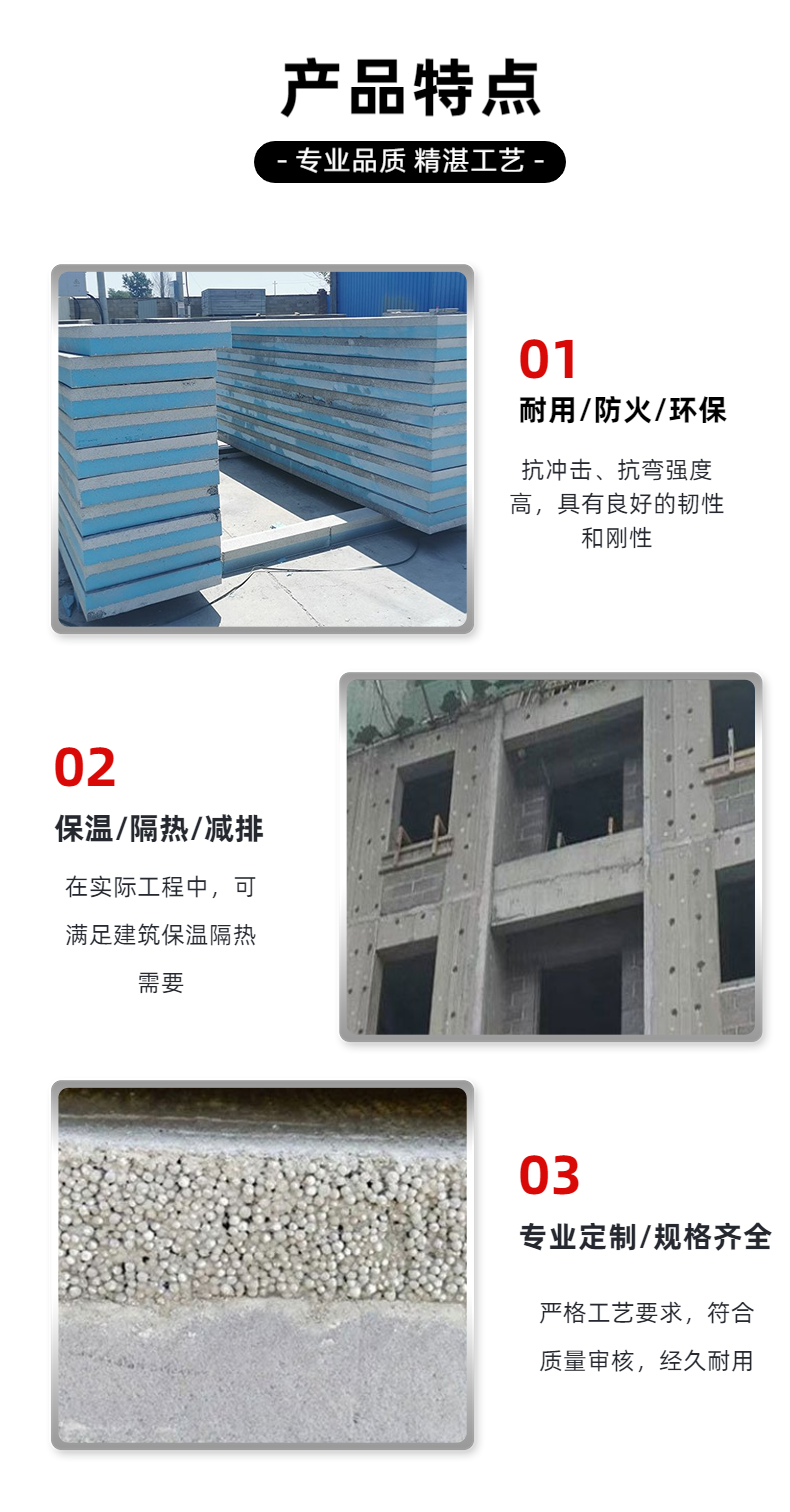 The integrated panel of the exterior wall structure is detachable, and the built-in insulation structure can be finely cut according to the drawings