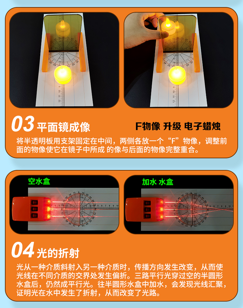 Xuefan Junior High School Physics Experiment Equipment Middle School Students Electromagnetism Electrical Experiment Box Mechanical Optics Circuit Package People's Education Press Grade 2, Grade 3, Grade 8, Grade Ninth grade Science Water Lens Resistance Box