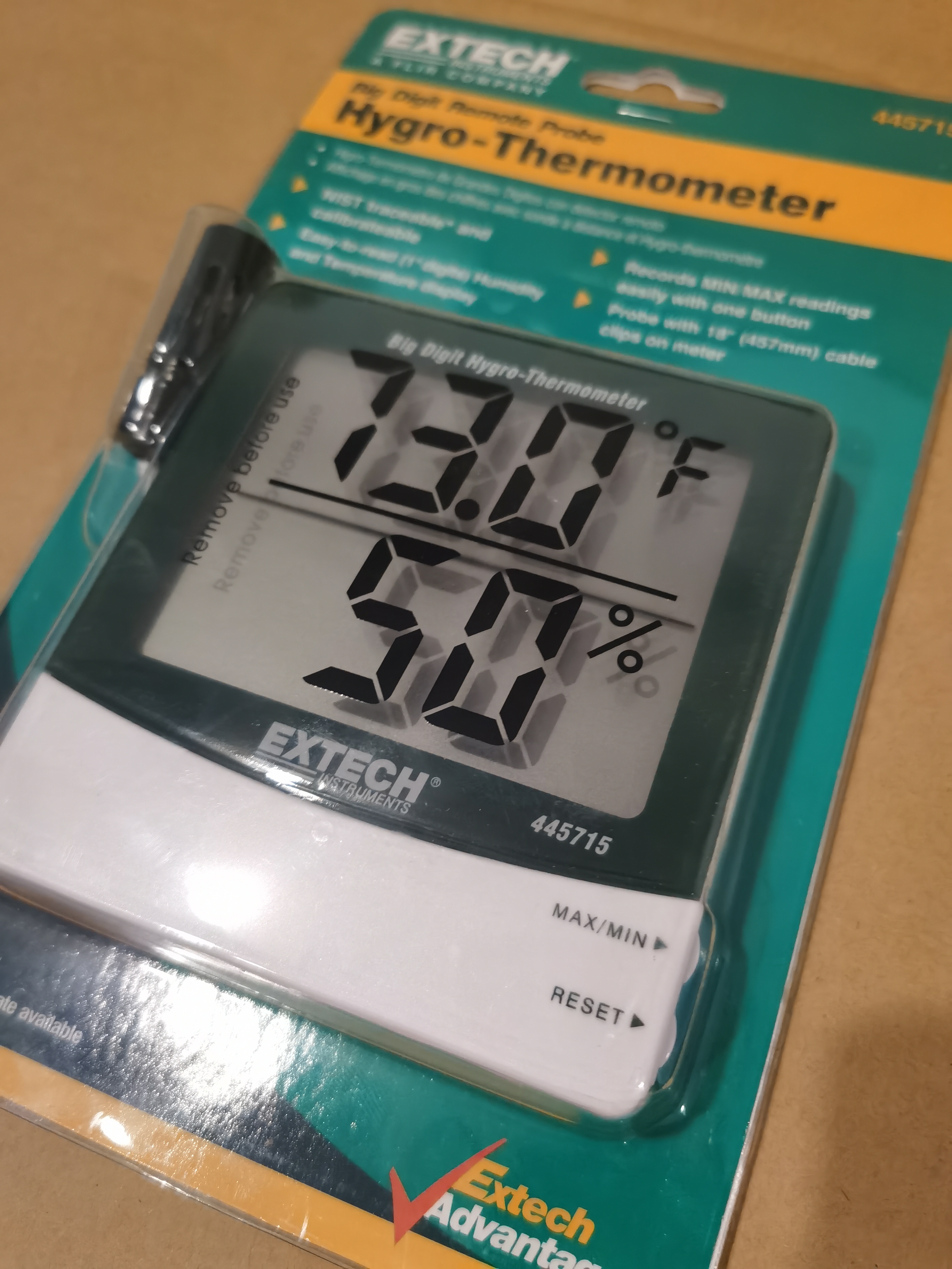 ESCO EXTECH 445715 large digital remote probe temperature Hygrometer