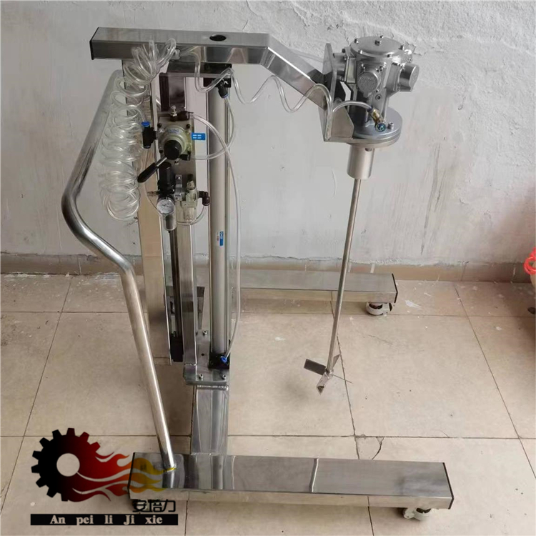 Full body 304 stainless steel mobile pneumatic lifting mixer with a stroke of 800MM, high mixing uniformity, and fast discharge speed