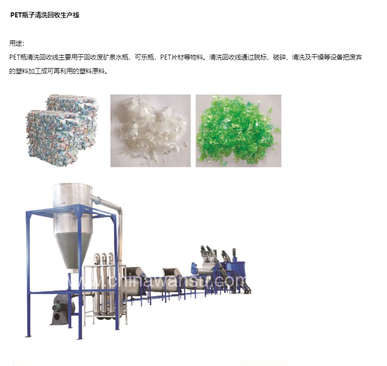 Dehumidification, Drying, and Granulation of PET Bottle Tablets Cleaning and Recycling Production Line for Mineral Water Bottles