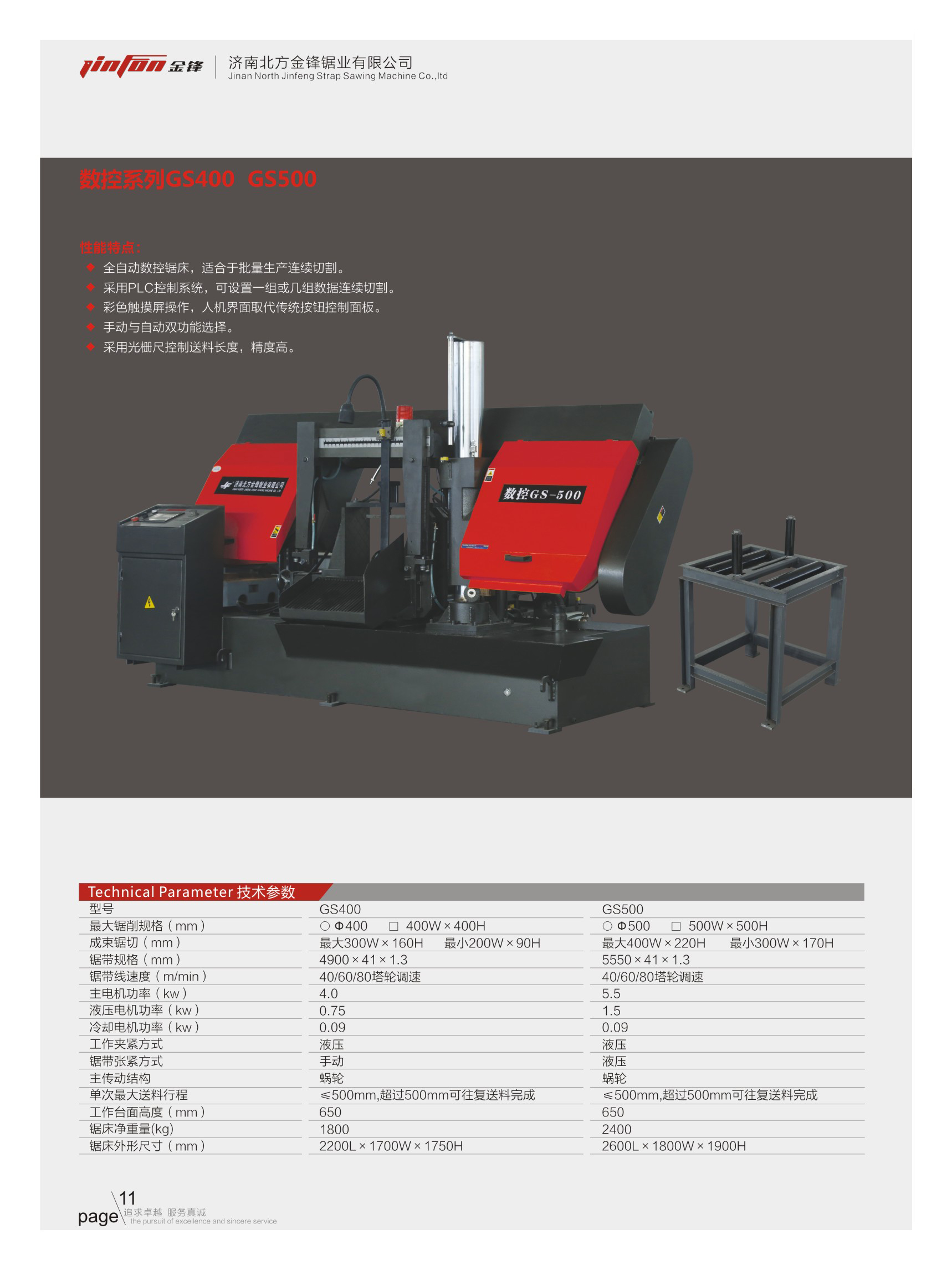 Jinfeng Sawing Machine CNC Band Sawing Machine GS400 Horizontal Metal Sawing Machine Automatic Cutting Band Sawing Machine