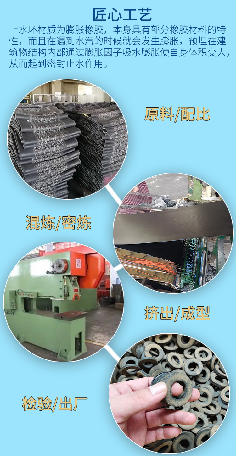 Water swelling water stop ring, putty type water stop rubber ring, PN type steel bar special expansion rubber water stop ring