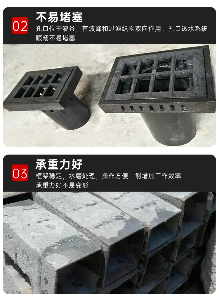 Bridge cast iron drainage hole, rectangular drainage pipe, circular drainage square opening, square drainage iron pipe, drainage pipe manufacturer