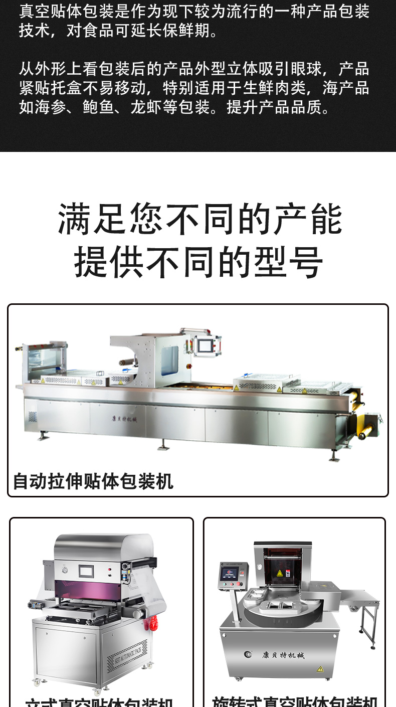 Full automatic vacuum body fitted packaging equipment Conbat rotary table continuous Vacuum packing machine