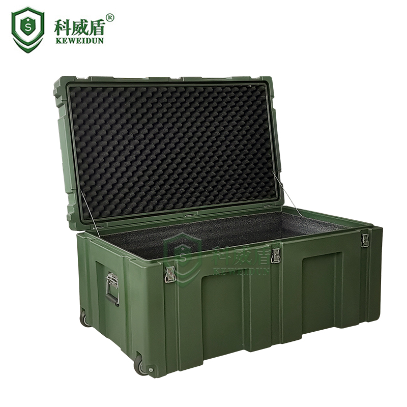 KWD1065 Military Green 220L Rolling Plastic Box General Equipment Material Box Precision Equipment Material Box