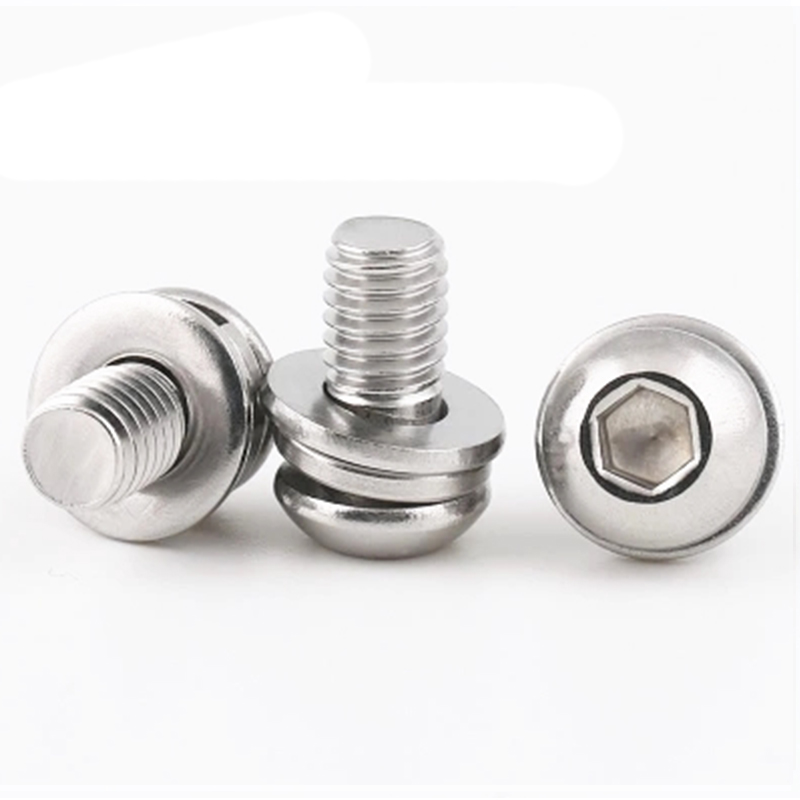 ISO7380 304 316 stainless steel round head pan head flat round head hex socket triple combination screw stock