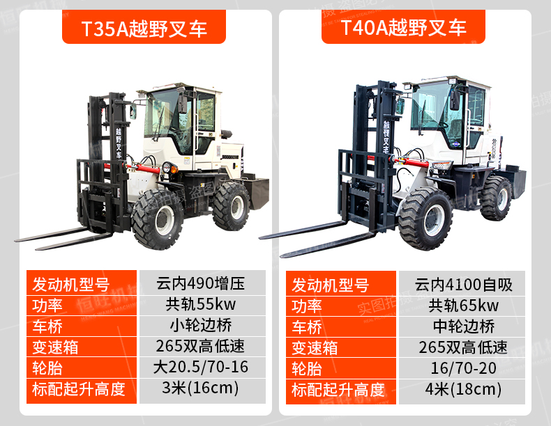 Shovel loading and unloading, multi-purpose internal combustion type off-road forklift with side moving tilting bucket, hydraulic handling and stacking truck