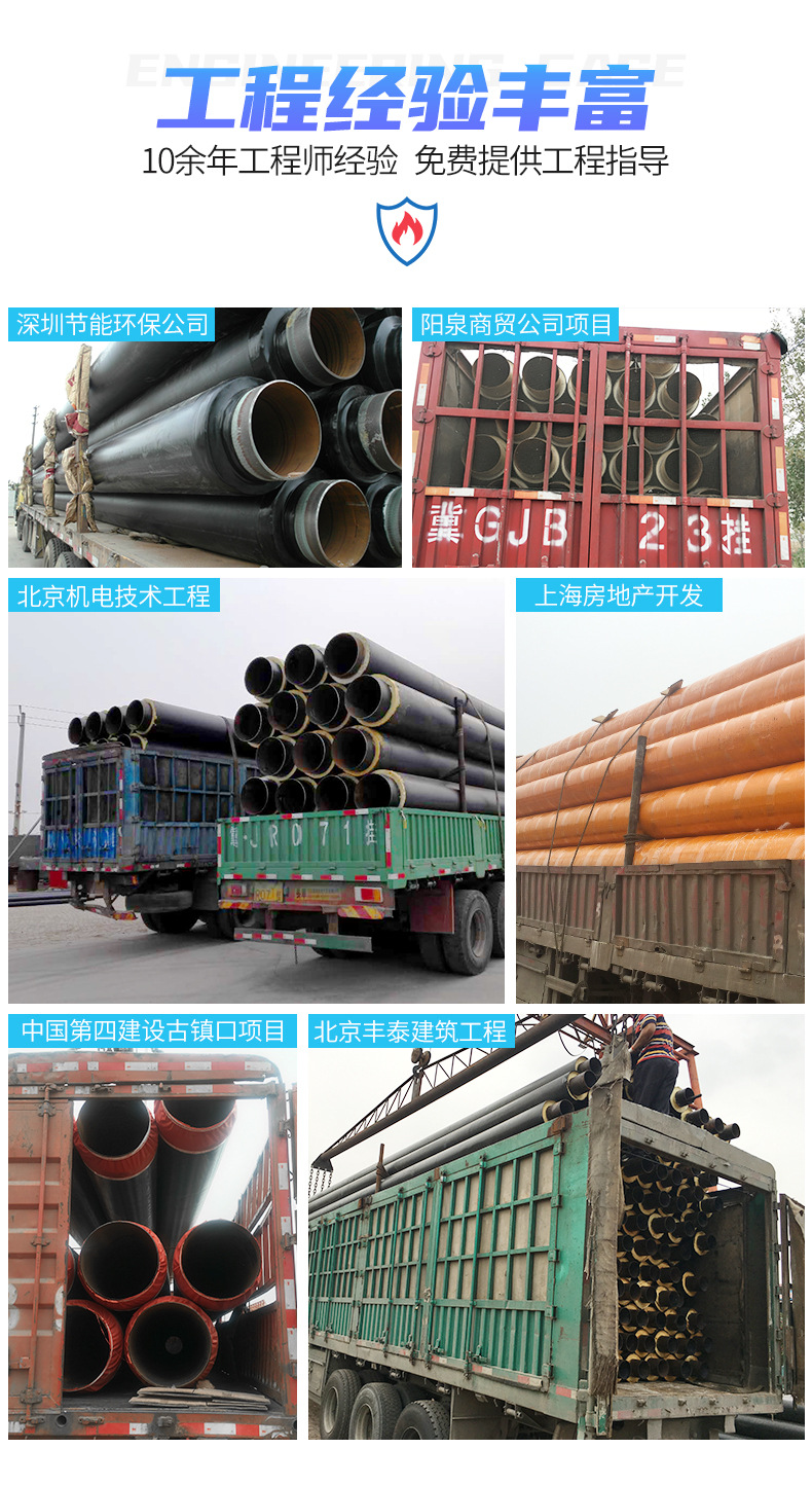 Polyurethane seamless insulation steel pipes for urban heating, directly buried cold and hot water pipelines, shipped nationwide from the United States