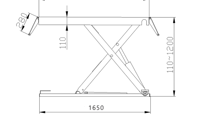 1.2 meter load-bearing 4 ton car lift, ultra-thin small shear, four cylinder scissor lift, trenchless elevator equipment