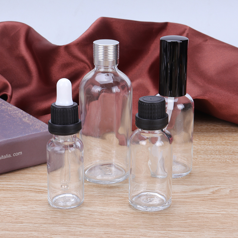 10ml transparent essential oil bottle 30ml green essence solution bottle 100ml spray sub bottle cosmetic glass bottle