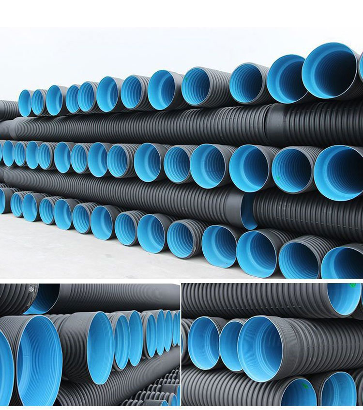 HDPE corrugated pipe DN300 large diameter drainage pipe cable protection double wall corrugated pipe 800 rainwater and sewage drainage pipe