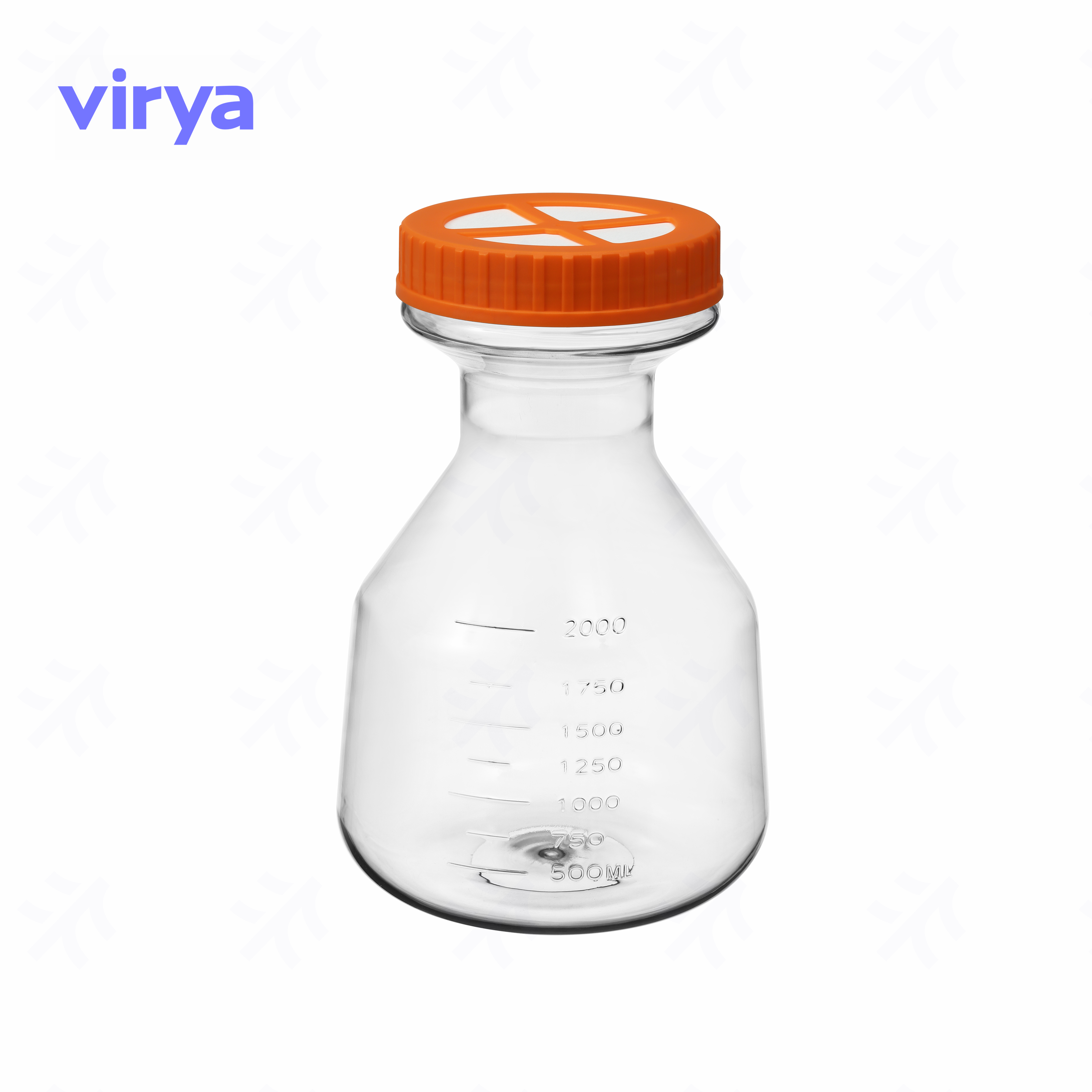 Virya large capacity 3000ml triangular cell shake flask Erlenmeyer flask breathable cap, 3533009