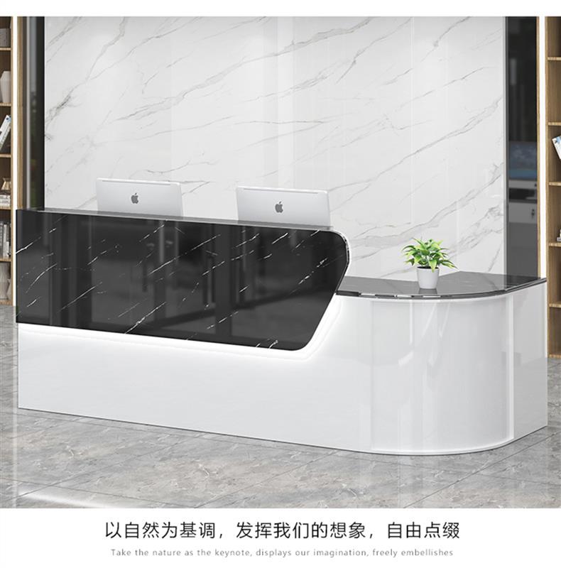 Front desk reception counter, bar counter, store checkout counter, semi circular corner, small beauty salon training and consultation counter of the company