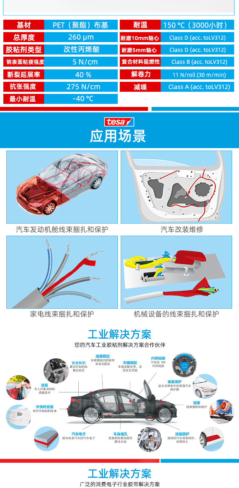 Desa tesa51036 new energy vehicle flame retardant, flame-retardant, and wear-resistant wiring harness tape/engine compartment special tape