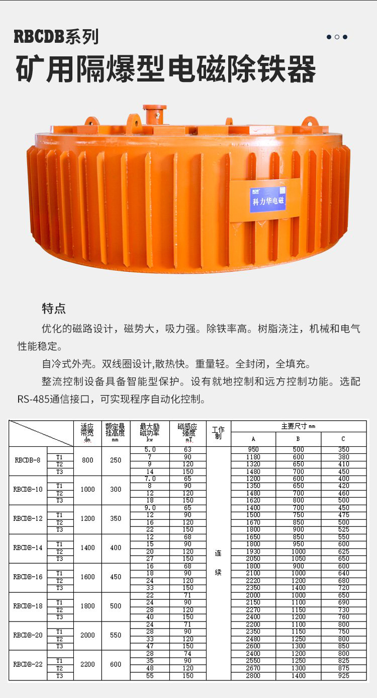 Explosion-proof iron remover manufacturer, coal mine underground explosion-proof electromagnetic disc type Kelihua coal safety certificate complete