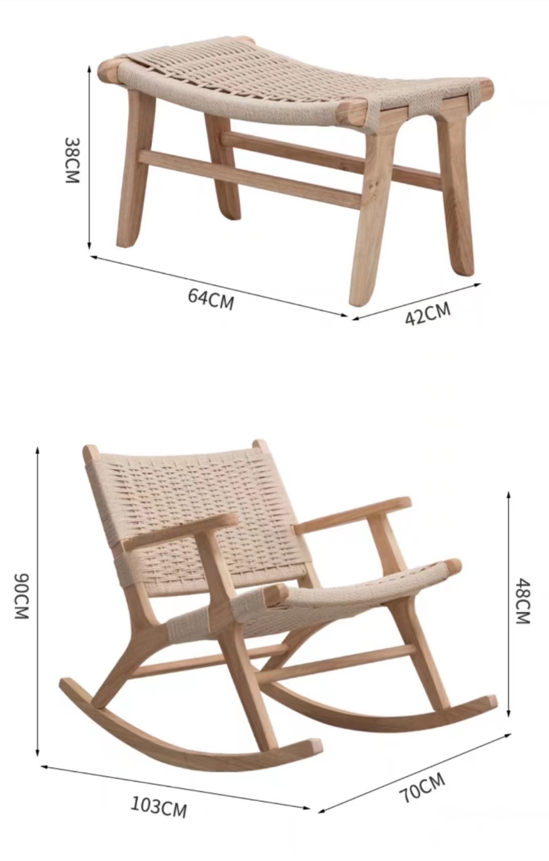 Household balcony lazybones rattan chairs, Nordic solid wood backrest sofa chairs, modern and simple single person lounge chairs, rattan woven leisure chairs