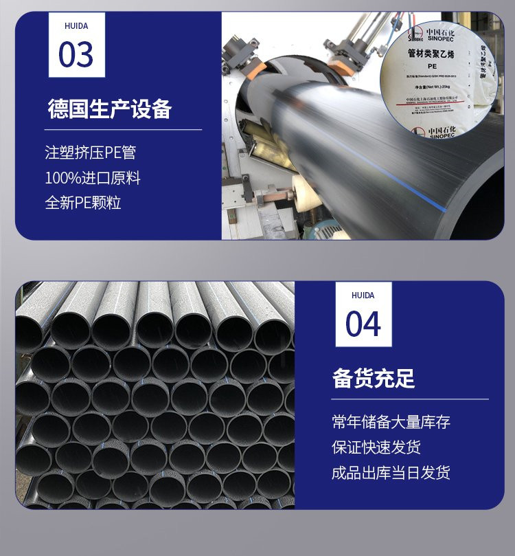 Plastic pipes for Daxin water supply tunnel construction Permeable pipes with black blue wire hot melt connection