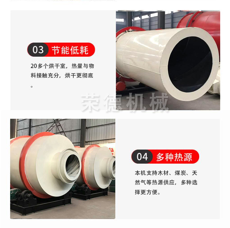 Single drum dryer, kaolin mineral drying equipment, blue charcoal powder drying rotary kiln