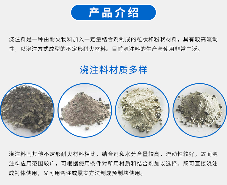 High strength and wear-resistant clay castable for Xintai glass furnace, resistant to 1400 ° C high temperature amorphous refractory material