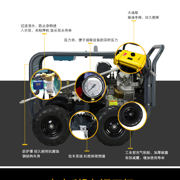 Jie Le Mei D5015GR fuel high-pressure cleaning machine Industrial diesel high-pressure water flow flushing machine rust and oil stains removal