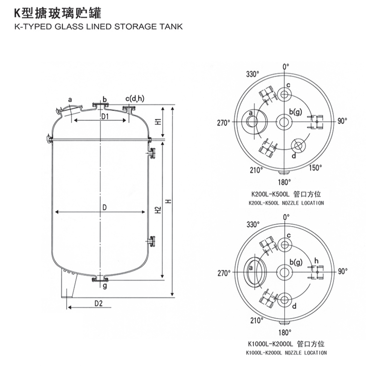 2000L enamel glass storage tank, dispensing tank, drip tank, metering tank can be customized according to needs