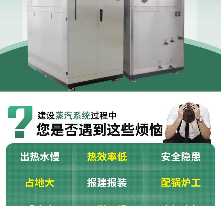 Fully premixed through flow condensing low nitrogen steam generator, 1 ton 720KW boiler, 10kg pressure