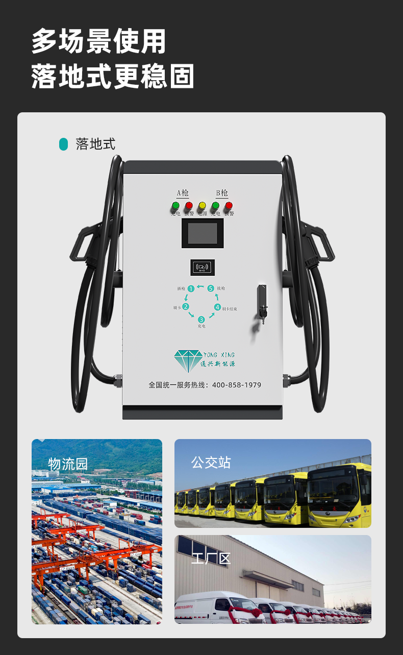 Outdoor parking lot new energy electric vehicle DC charging pile 60KW integrated single and double gun support customization