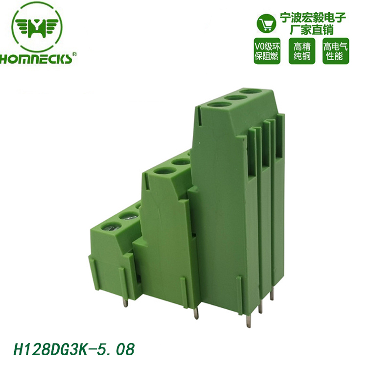 Hongyi 5.08mm spacing three layer high and low position screw type PCB wiring terminal lifting three row connector