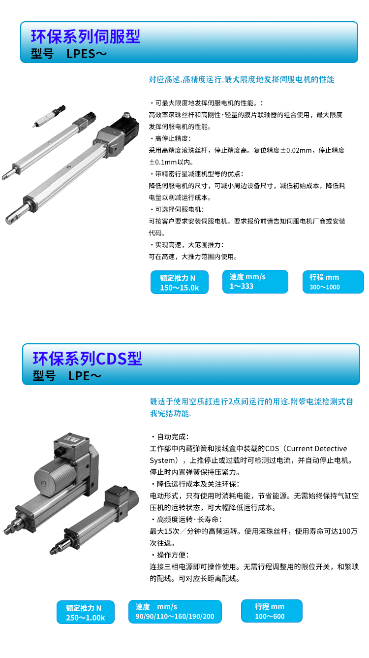 Tsubaki Japan Chunben Electric Power Cylinder Electric Cylinder Environmental Protection Servo Series CDS LPE Specification