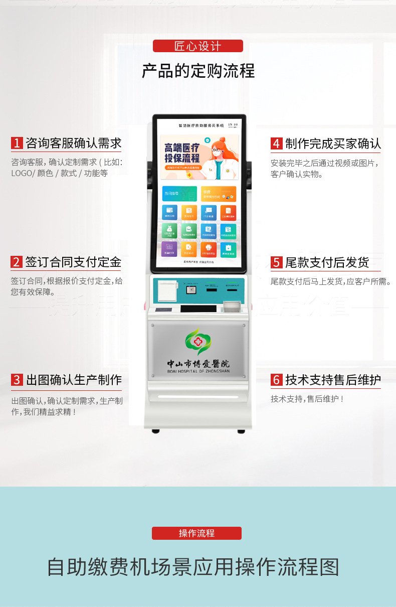 Customized manufacturer of Shuoyuan touch control 43-inch curved screen hospital self-service appointment, registration, check-in, and card issuance all-in-one machine