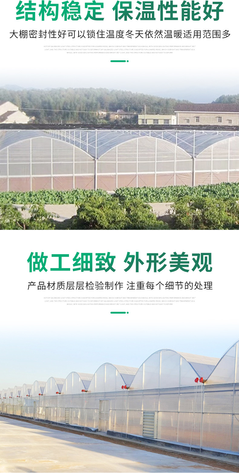 Steel skeleton vegetable greenhouse, single arch greenhouse, spring and autumn cold and warm bread and strawberry greenhouse, double mold film solar greenhouse