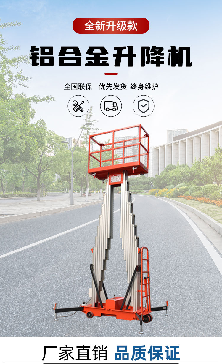 6-meter aluminum alloy double mast elevator, 10-meter lifting equipment, hydraulic lifting, electric lifting platform, manufacturer can customize