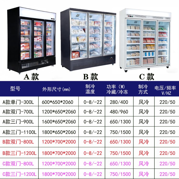 凌雪-25度立式冰柜 低温速冻冷冻冷藏展示柜 风冷无霜除雾玻璃门