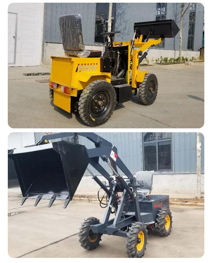 Nuocheng Small Four Wheel Drive Electric Loader for Farming Scrap Garbage Small Forklift Four Wheel Hydraulic Lift Forklift