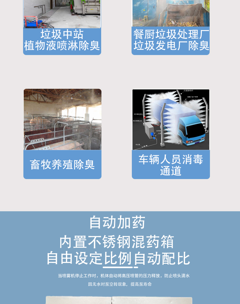 Intelligent high-pressure spray deodorization system deodorization equipment of garbage compression station cooling deodorization disinfection and sterilization all-in-one machine