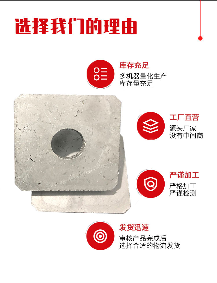 Anti falling beam block washer, flat pad, U-shaped sleeve, square pad, multi-element powder alloy co infiltration anti-corrosion, multiple iron fittings