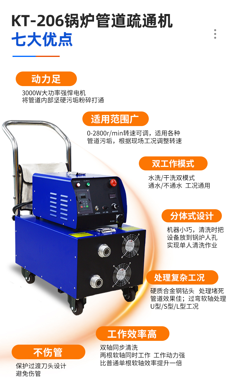 KT-206 air preheater cleaning electromechanical plant chemical plant heat exchanger dredging machine wastewater evaporator descaling equipment