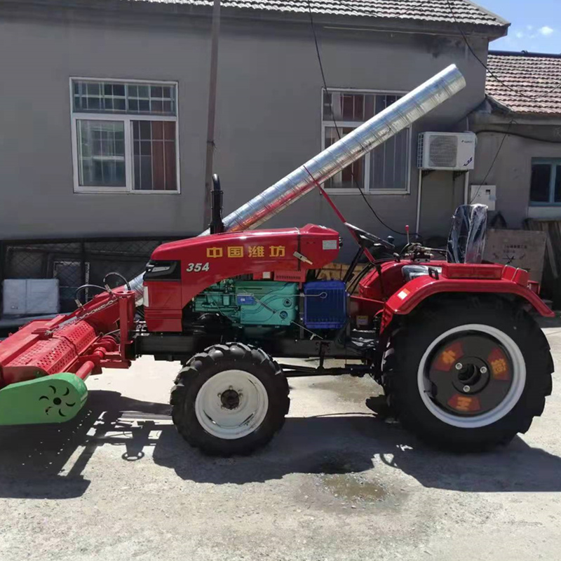 28 horsepower single cylinder four wheel belt tractor equipped with front straw recycling machine, Qingcang machine, five sign gearbox