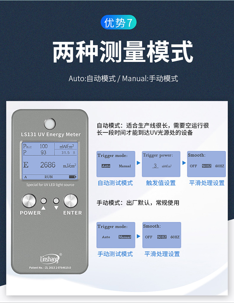 LS128UV energy meter LS131 is a specialized ultraviolet energy detector for testing UVLED light sources