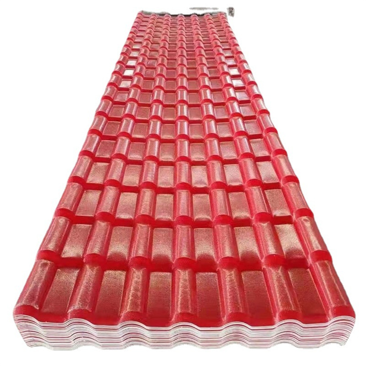 Synthetic resin tile roof thickened plastic insulation tile red wave plastic steel tile roof villa antique tile