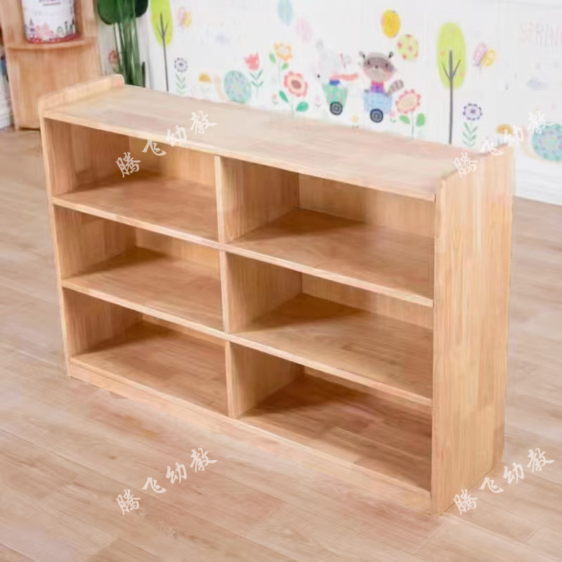 Kindergarten desks, chairs, solid wood children's toy storage combination cabinet, Montessori teaching aids area corner combination backpack and shoe cabinet