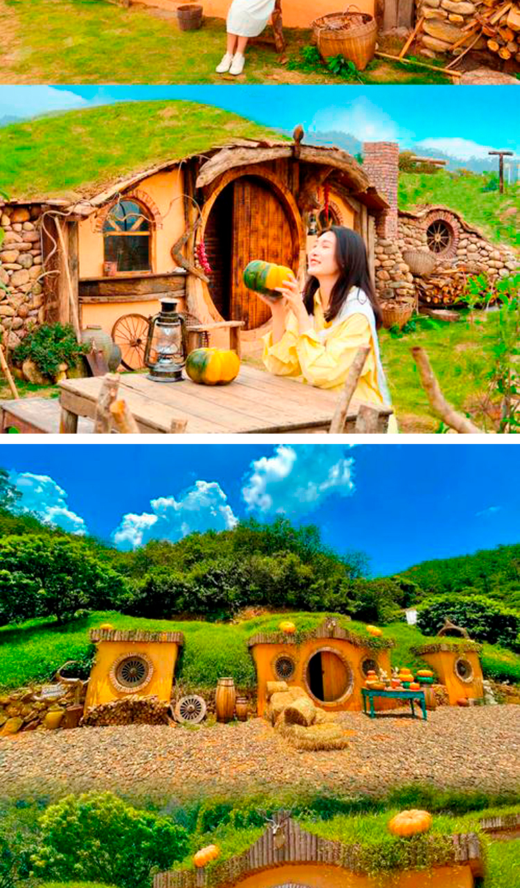 Film Lord of the Rings, Film and Television Scene Props, Hobbit's Cabin Scenic Area, Online Celebrity Photography, Ka Mei, Chen's Cabin